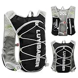 Flintronic Trinkrucksack, Laufrucksack, Multifunktionale Ultrleicht Fahrradrucksack, Reflektierende Fahrradrucksack, für Wandern Trailrunning Radfahren Joggen, für Damen Herren, Schwarz