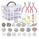 HOTOOLME Schmuck Basteln Set Schmuckherstellungs-Set mit Schmuckzange, Perlendraht, Schmuckperlen für die Reparatur von Schmuck, Halskette, Ohrringen, Armbändern, Geschenk für Mädchen, Frauen