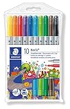 STAEDTLER 320 NWP10 Doppelfasermaler Noris Club (stabile, eindrucksichere Spitze, auswaschbar, Strichbreite 1-3 mm, Etui mit 10 farblich sortierten Doppelfasermalern) Mehrfarbig, 10Stück 1er Pack