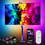 bedee TV LED Hintergrundbeleuchtung mit Kamera, RGBWIC TV Hintergrundbeleuchtung mit Szene Modus, Musik Sync, 3,8m LED Streifen für 55-60 Zoll TV und PC Deko, TV Beleuchtung mit App, Fernbedienung