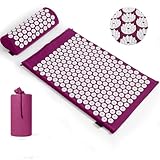 Akupressurmatte, Akupunktur matte, Akkupressmatte zur Linderung von Nacken und Rückenschmerzen, Acupressure Mat mit Muskelentspannung und Stressabbau, Shiatsu matte zur Ischiasentlastung, Lila Weiß