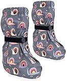 HECKBO Baby Regenfüßlinge mit Vlies Regenbogen – wasserdichte Überziehschuhe 3–18 Monate – Regen Schuhüberzieher für trockene und warme Füße