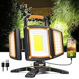 SYLSTAR LED Strahler Akku 30W, 3000LM Super Hell Baustrahler mit Magnet, 5 Lichtmodi und Powerbank, Drehbare Tragbare Wasserdichte Wiederaufladbare Arbeitsleuchte für Garage, Werkstatt, Baustelle