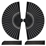 Dimoxii Schwarze Faltfächer Handfächer Taschenfächer als Tanzrequisiten, Fotografie, Wand Dekoration Gastgeschenk für Sommer Party oder Hochzeit (2STK Schwarz 38CM)