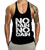 COWBI Herren No Pain No Gain Bodybuilding Tank Top Strap Fitness Stringer Achselshirts，M-XXL
