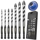 CSOOM 7-teiliges Steinbohrer-Set, 1/8-1/2-Zoll-Betonbohrer-Set, Hartmetallbestücktes Bohrer-Set für Beton, Fliesen, Glas, Kunststoff, Holz