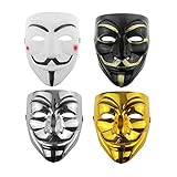 Udekit Hacker Maske V für Vendetta Maske für Kinder Frauen Männer Halloween Kostüm Cosplay (4Stück/Set)