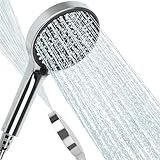 Duschkopf Wassersparend, 125mm Duschkopf Groß mit 6 Strahlarten, Turbogeladenes Design Hochdruck, Handbrause Duschbrause für Baden, Sparduschkopf, Regendusche Duschkopf Druckerhöhend (Silberner)