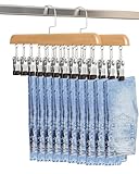 WJWSKI 2 Stück Hosenbügel Platzsparend, Holz Kleiderbügel für Hosen, Hosenbügel Klemmbügel, Der Kleiderbügel Hosen eignet Sich zur Aufbewahrung von Hosen, Hüten, Socken, Unterwäsche und mehr (Natur)