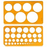 Kreisschablone Set 2 Stück (Groß & Klein) Transparent Orange, Quilling Schablone, Zeichenhilfen Lineal für Schule, Büro & Basteln