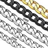 Suplight Unisex Kette 4mm breit Edelstahl Panzerkette Cuban Link Chain 46cm/18inch Halskette Klassische Collier für Damen Herren Jungen Mädchen perfektes Accessoire