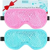BeeVines Gel-Augenmaske, 2 Pack kühlende Eis-Schlafmasken für geschwollene Augen Gesicht für Männer & Frauen, kalte & warme Schlafkompresse für Post-Chirurgie, Schwellungen, Allergien, Sinus & Migräne