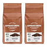 by Amazon Espresso Crema Röstkaffee Ganze Bohnen, 1kg (2 Packs of 500g), Rainforest Alliance-Zertifizierung