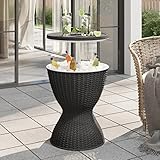 Frdhee Biertisch Terrassen Couchtisch,3-in-1 Tisch mit Eiskühler Schwarz Polypropylen,Esstische für Balkon,Garten,Terrasse