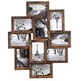 SONGMICS Bilderrahmen-Collage, 10 Fotorahmen für 10 x 15 cm Bilder, Fotocollage, Wandcollage, Multi-Rahmen, Wanddeko, weihnachten, vintagebraun RPF020X01