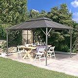 BaraSh Pavillon mit Doppeldach 3x4 m Anthrazit Strandpergola Grillpavillon Carport Auto