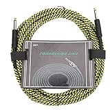 Kuuleyn Audiokabel, Gitarrenkabel, Musikinstrumentenkabel, geflochtenes Abschirmungs-Audio-Verlängerungskabel mit plattiertem Stecker, 6 Meter (Gelb)