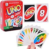 OBLRXM UNO Kartenspiel und Gesellschaftspiel, UNO Kartenspiel, Dekorative Aufbewahrungsbox, UNO - Karten-Spiels mit beidseitig bedruckten Karten, geeignet für 2-7 Spieler