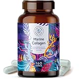 Marine Collagen mit Hyaluronsäure Kapseln - 160 Kapseln - Meeres Kollagen Hydrolysat & Marines Elastin mit Hyaluronsäure & Spirulina - auch für Pescetarier geeignet - Alpha Foods