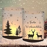 12 Windlicht Tischdeko Weihnachtsdeko Innen, Weihnachten Deko Tisch, Christmas Decorations, Weinachtsdekorationen, Frohe Weihnachten, Geeignet für Teelichter oder Kerzen