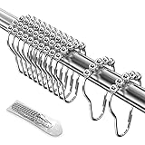 Gvolatee 12 Stück Duschvorhang Haken, Duschvorhangringe Edelstahl Rostfrei, Aufhängeringe mit Gleitsystem, Leicht Gleitende Duschvorhanghaken, Duschringe für Duschvorhangstange, Kleiderstange (Silber)