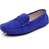 Jamron Damen Klassisch Wildleder Penny Loafers Gemütlich Handgefertigt Mokassins Slippers Königsblau 24208 EU40