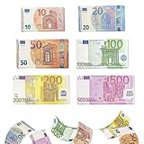 150 Stück Kinder Kaufladen Rechengeld, Spielgeld Euro Scheine für Spielzeug Kasse Prop Money für Kinder, Enthält 10€, 20€, 50€, 100€, 200€ und 500€ Realistische Handelsszene für Lern und Spielzwecke