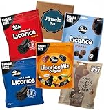 Panda Lakritz Probierset mit 5 Beuteln verschiedener Sorten - Über 2kg Panda Lakrits Mix Probierpaket - Jawela Box - Liquorice Mix