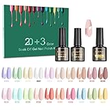 Tormay UV Nagellack Set, 23 Stück Farbgel für Gelnägel Soak Off Gel mit Base & Glossy & Matte Top Coat, Shellac für Nageldesign