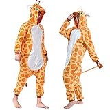 Spooktacular Creations Unisex Erwachsene Plüsch Pyjama Schlafanzug, Damen Herren Jumpsuit Jumpsuit Giraffe Tier Kostüm Halloween Karneval Kostüm,L