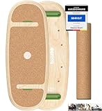 Bold38 Balance-Board mit Rutschfester Kork und Premium Holz-Brett - Balance Board Erwachsene inkl. Rolle - Surf & Fitness Gleichgewichtsboard für gemeinsames Training