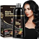 Haarfarbe, 500ml Hair Dye Shampoo 3in1, Haarfärbeshampoo Hair Color Gegen Graue Haare, Sofort-Färbe-Shampoo, Farbshampoo Tönungsshampoo Graue Haare Abdecken für Männer Frauen (Schwarz)
