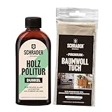 SCHRADER Holz Politur dunkel - Möbelpolitur - frischt lackierte Holzmöbel auf - 1x 250ml - Mit Poliertuch - Made in Germany
