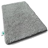 casa pura Badematte grau weicher, Flauschiger Badezimmerteppich in Shaggy Optik, Badvorleger rutschfest waschbar | Duschvorleger, Teppich Fußmatte für Badezimmer, Dusche 80x150 cm, Sky Soft