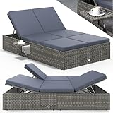 Casaria® Sonnenliege 2 Personen mit Klapptisch 7cm Auflagen...