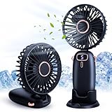KEWUZY Handventilator, Faltbarer Ventilator, Tragbarer Mini Ventilator, USB-Schreibtischventilator, Kleiner Tischventilator mit 5 Geschwindigkeiten Digitalanzeige für Büro, Outdoor (Blau)