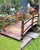 Gartenbrücke aus Holz, dekorativer Bogenweg mit Seitenschienen für Landschaft, 1,4 m rustikale Teichbrücke für den Außenbereich, Hof