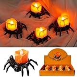 Forhome Beleuchtung mit Batterie,LED Flammenlos Spinne Kerzenlichter Nachtlichter für Indoor Outdoor Garten Party Weihnachten Deko Requisiten,Halloween dekorative Lichter