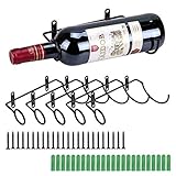 BSTKEY Weinflaschenhalter zur Wandmontage, Eisen, für Rotwein, Getränke, Likörflaschen, Metallhalterung zum Aufhängen, 6 Stück Flaschenmund nach links