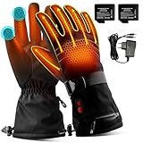 ABXMAS Beheizte Handschuhe für Männer oder Frauen, 7,4V 3200mAh Elektrische Batterie, Selbstheizende Handschuhe für Wintersport (Mitternachtsschwarz, L)