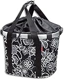 KlickFix Unisex Fahrrad-klappkorb Reisenthel Bikebasket Lenkerkorb, Fleur Schwarz, 26 x 35 28 cm EU