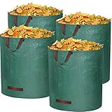 Gartensack 272l Gartenabfallsack 4Pack, Faltbar Gartensack Selbstaufstellend mit 4 Griffe Wiederverwendbare und Stabile Laubsack für Gartenabfälle Laub Rasen Pflanz Grünschnitt(4er-Pack)