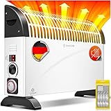 KESSER Konvektor 2000 Watt Heizgerät, 24h Timer | mit Frostwächter | stufenlose Thermosteuerung | Turbo Heizung | 3 Stufen | Tragemulden | Weiß