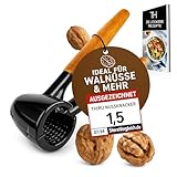 Thiru Nussknacker mit edlem Holzgriff 16cm - 100 Tage risikofrei testen - Walnussknacker für Hasel-, Paranüsse - ohne Kernzerquetschung - inkl. E-Book mit Rezepten - Leichte Kraftübertragung