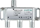 Axing BVE 3-01P 3-fach Verteiler Kabelfernsehen CATV Multimedia DVB-T2 Klasse A+, 10dB, 5-1218 MHz metall