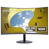 KOORUI Curved Monitor - 24 Zoll FHD Curved Computer Monitor, VA-Panel, 60Hz, Krümmung 1800R, Neigungsverstellung, Augenpflege, HDMI, VGA Gaming Monitor, Schwarz 24N5C