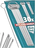 Menz Rouladennadeln, SET - 30 Stück Rouladennadeln Edelstahl rostfrei, 10 cm lange Rouladenspieße mit Grifföse und scharfer Spitze als praktischer Ersatz für Rouladenklammern