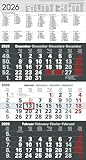 Bürokalender 2026 Kontrast 3-Monatskalender großer Wandkalender 3 Monate grau