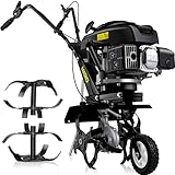 MASKO® Benzin Gartenfräse MK-909 Motorhacke 3kW(4,1PS) 139ccm Ackerfräse mit 36cm Arbeitsbreite - 4 Takt Motor - 16 Harte Messer - Bodenfräse – Gartenhacke – Kultivator – Bodenhacke, Schwarz