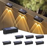 Peasur 8 Stück Solarlampen für Außen, Solar Zaunleuchten Aussenleuchte, Wasserdichte Solarleuchte Zaun, Solar Wandleuchte Aussen für Stufen, Terrasse, Treppen, Balkon (Warmweiß)